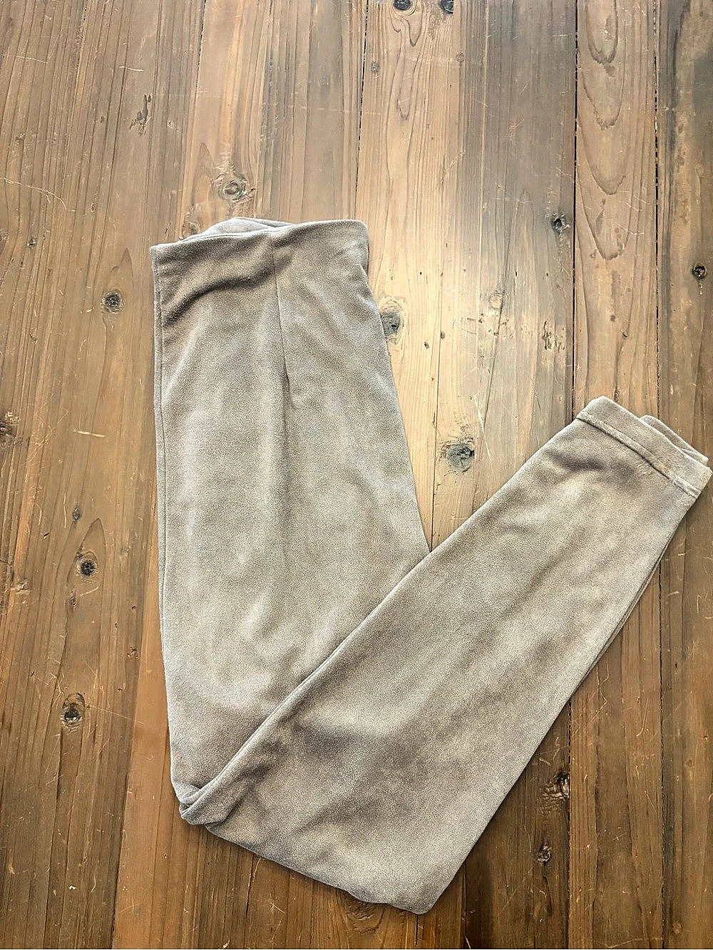 Unbranded High Rise Faux Suede Leggings Side Zip Pants Taupe Size M